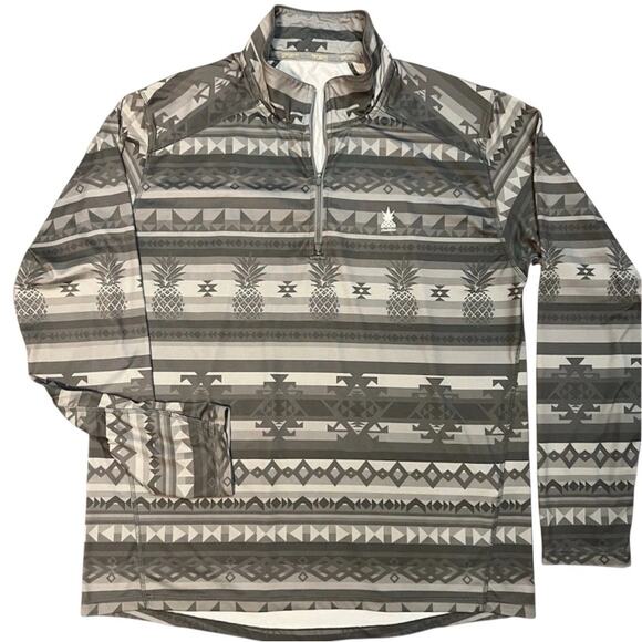 Chubbies Men’s 1/4 Zip Large‎ Pullover Gray Pineapple Tribal Performance Jacket - Picture 1 of 7